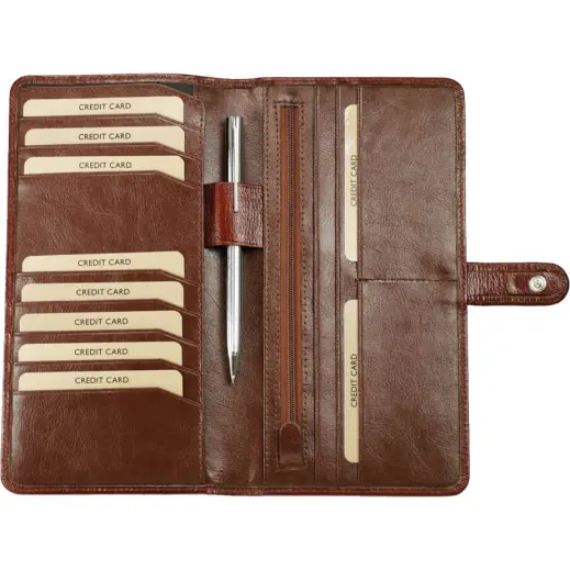 Adpel Vitello Leather Travel Wallet with Tab Closure