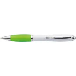 White Barrel Curved Design Ballpoint Pen with Coloured Grip