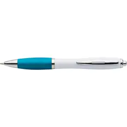 White Barrel Curved Design Ballpoint Pen with Coloured Grip