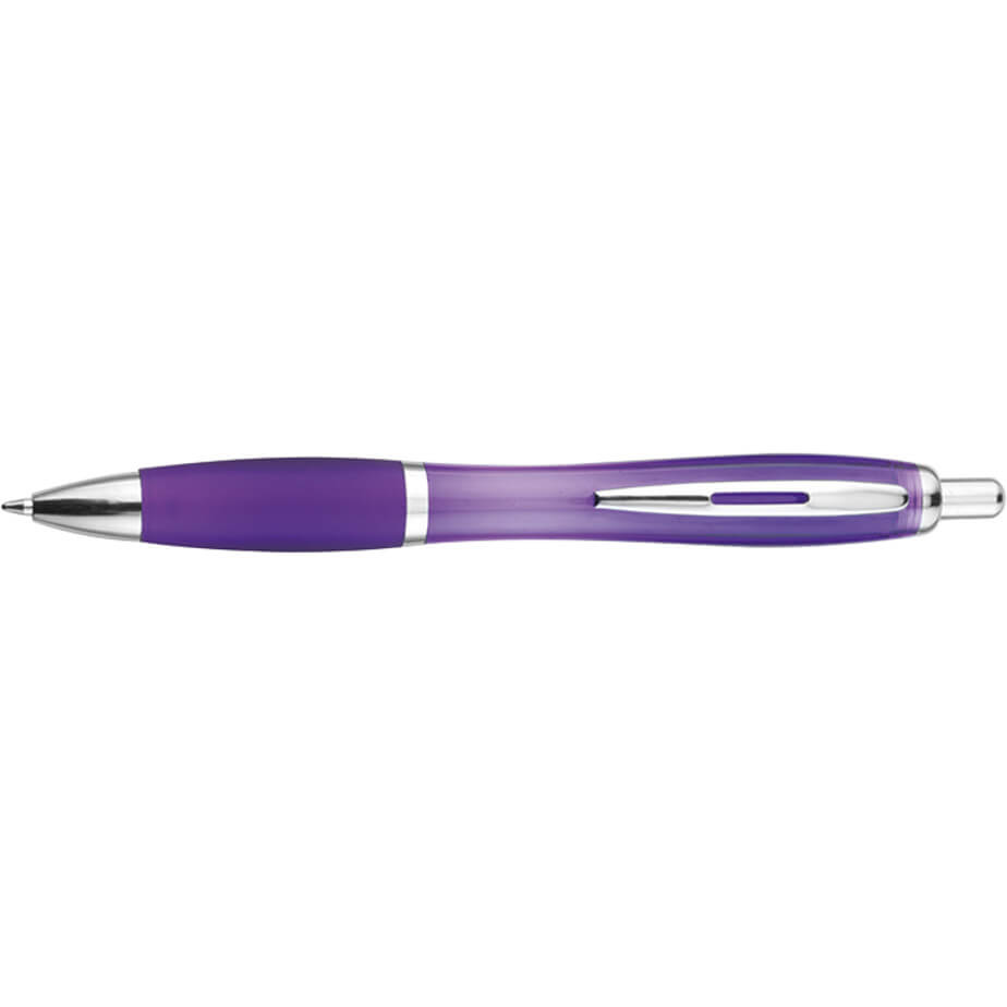 Curved Design Ballpoint Pen with Coloured Barrel Brandability