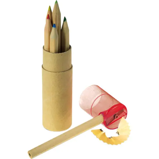 Coloured Pencil Set with Sharpener - Set of 6