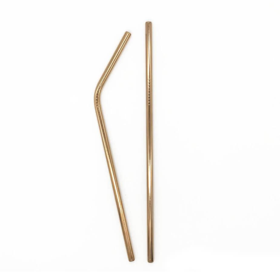 Gold Steel Straw Set Eco Jute Bag Brandability