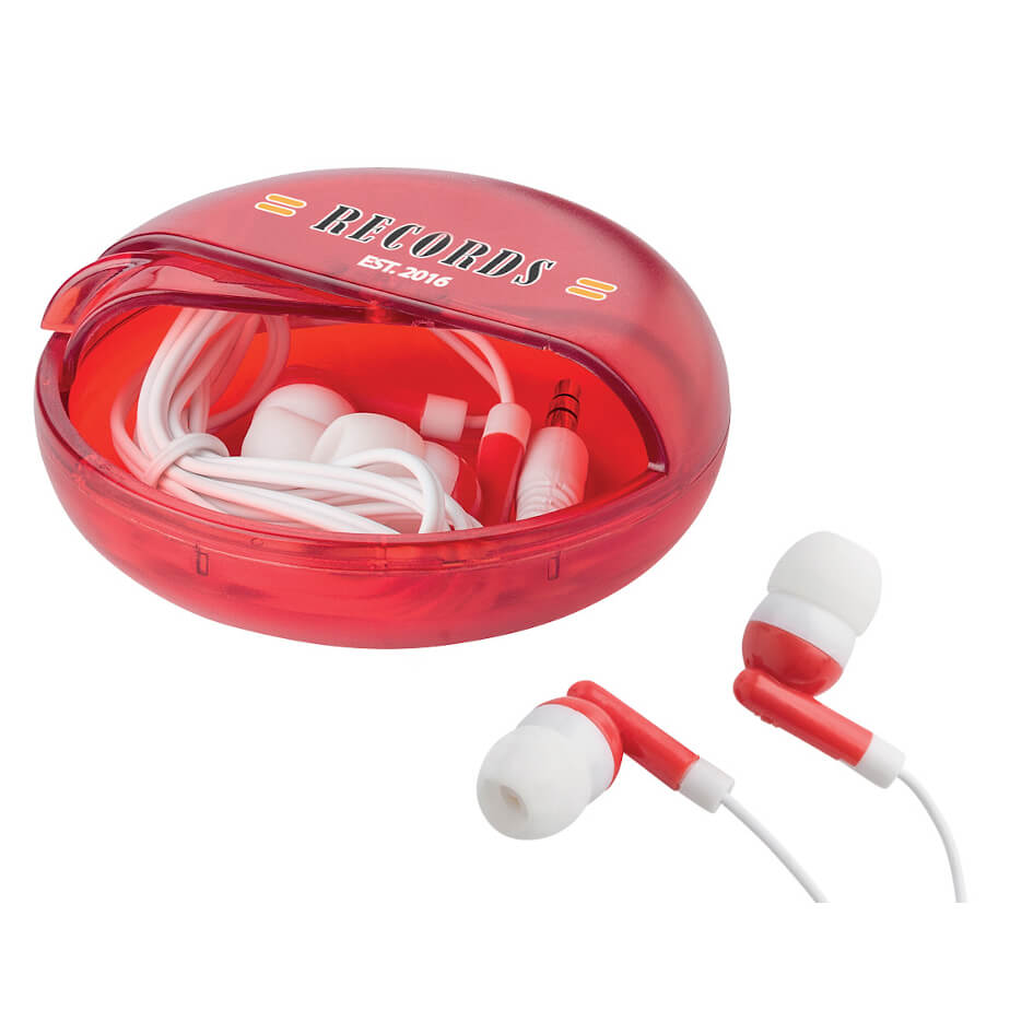 Earphones In Matching Coloured Case Brandability