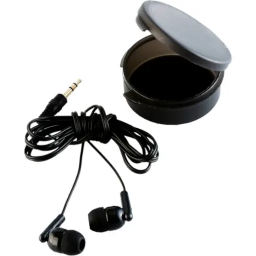 Earphones in Round Case
