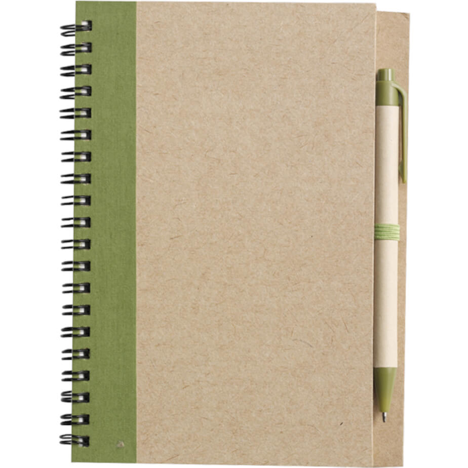 Recycled Spiral Notebook and Pen Brandability