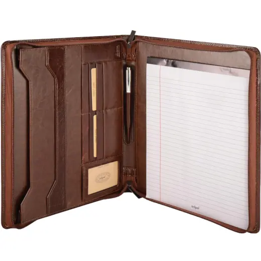 A4 Adpel Leather Zipped Folder