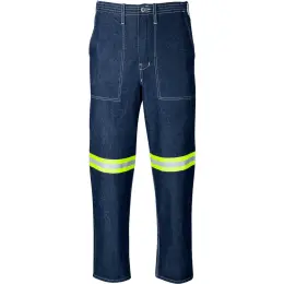 Cast Premium 100% Cotton Denim Pants - Reflective Legs - Yellow Tape