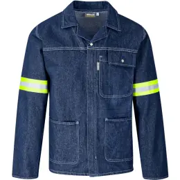 Cast Premium 100% Cotton Denim Jacket - Reflective Arms - Yellow Tape