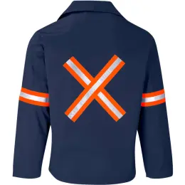 Site Premium Polycotton Jacket - Reflective Arms & Back - Orange Tape