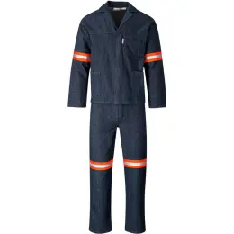 Vintage 100% Cotton Denim Conti Suit - Reflective Arms & Legs - Orange Tape