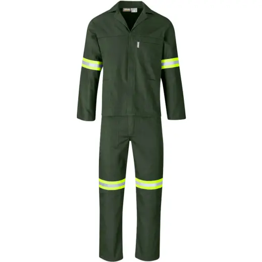 Acid Resistant Polycotton Conti Suit - Reflective Arms & Legs - Yellow Tape