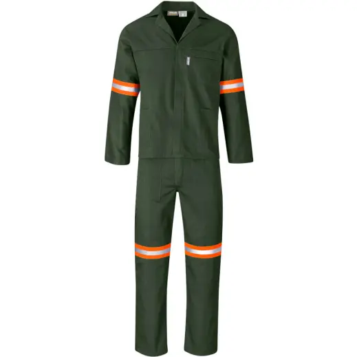 Acid Resistant Polycotton Conti Suit - Reflective Arms & Legs - Orange Tape