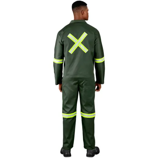 Acid Resistant Polycotton Conti Suit - Reflective Arm, Legs & Back - Yellow Tape