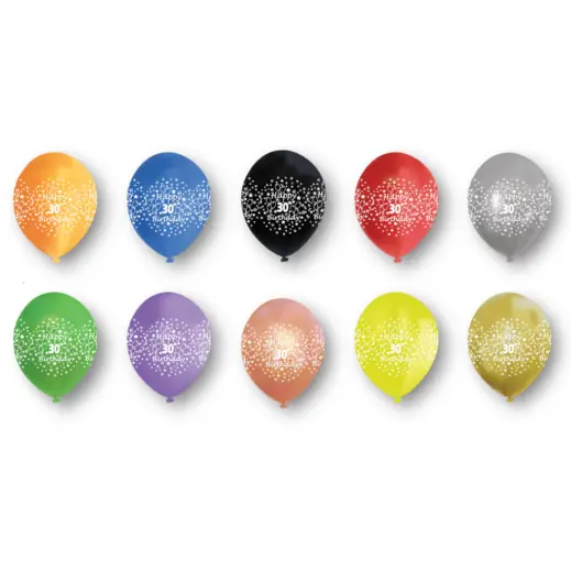 Happy 30th Birthday Printed Latex Helium Balloon