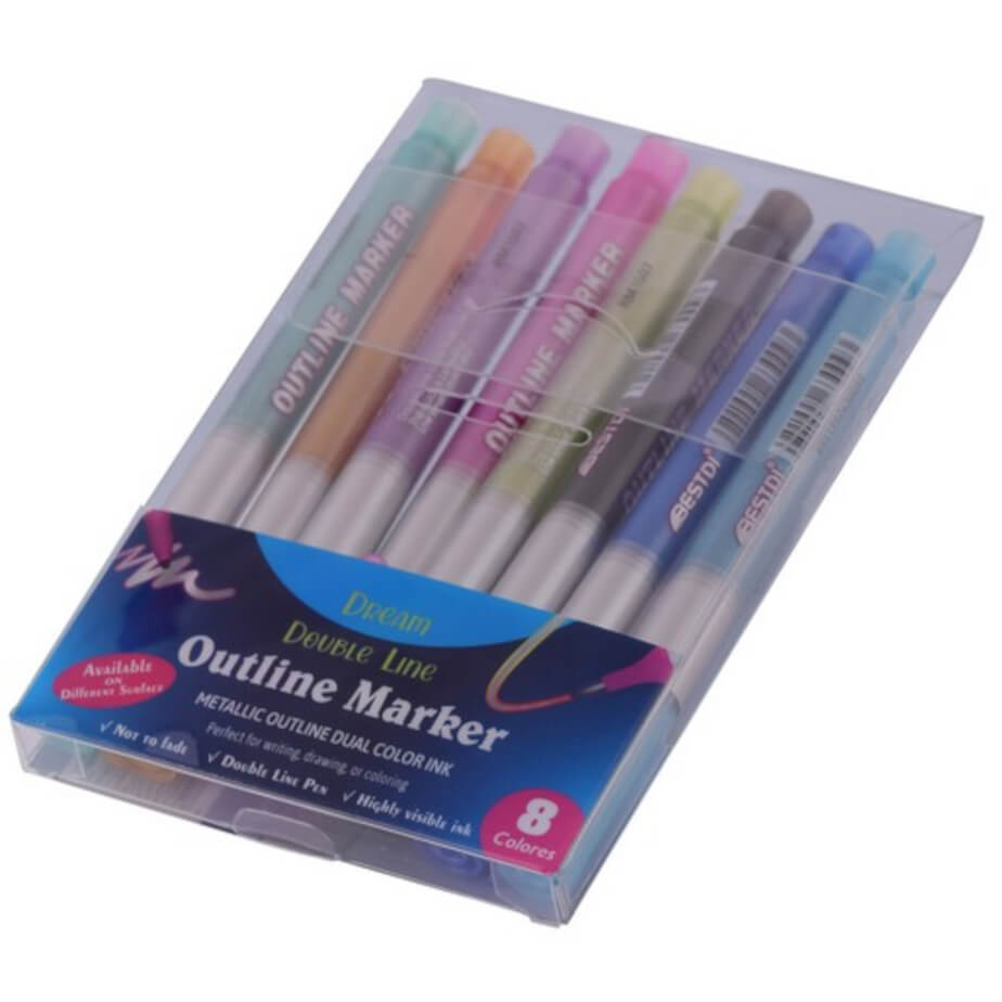 Metallic 8Piece Outline Marker Brandability