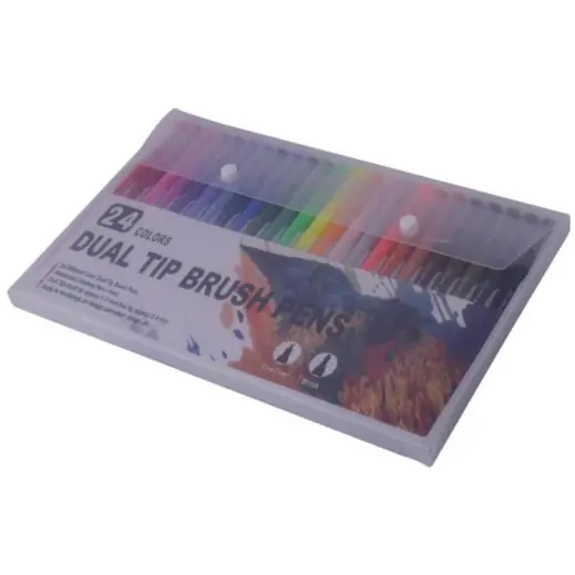 24-Piece Dual Tip Brush Pen Set