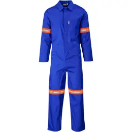 Safety Polycotton Boiler Suit - Reflective Arms & Legs - Orange Tape