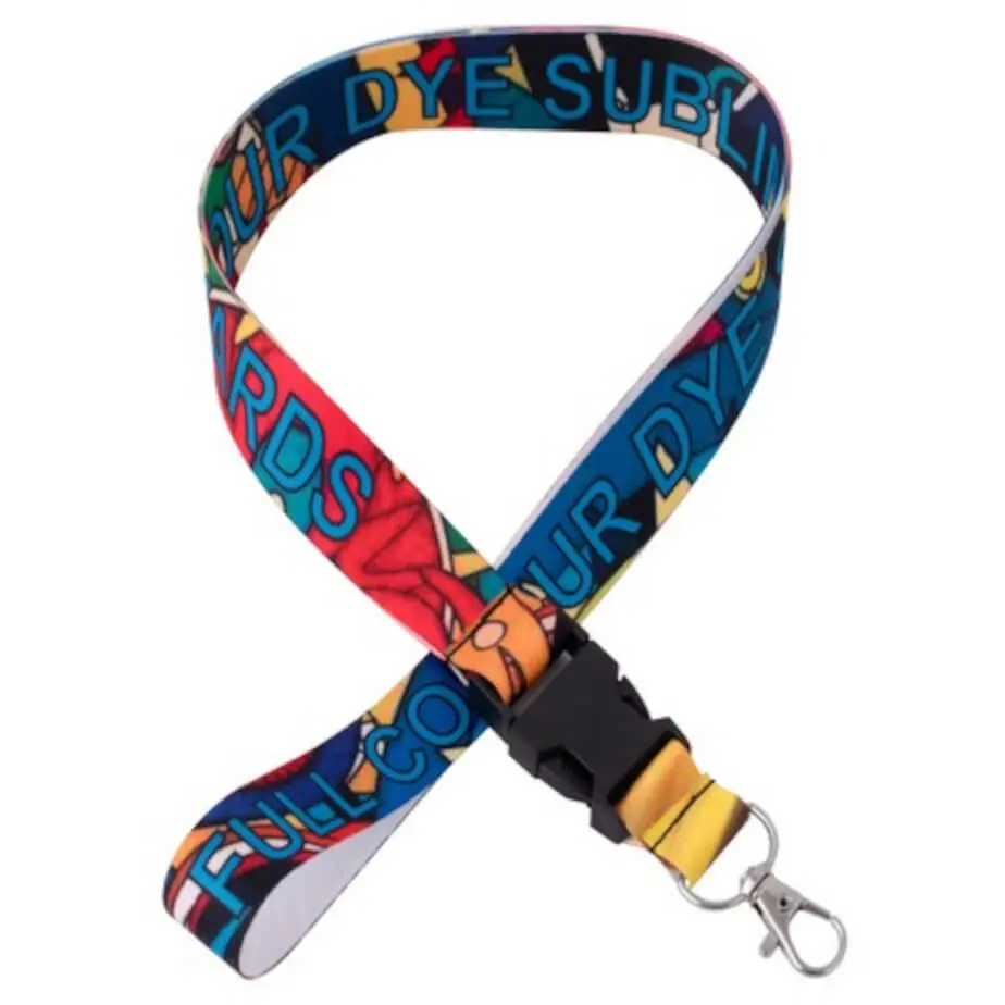 Glossy Polyester Dye Sub Lanyard With Buckle & Lobster Ring - Single Side Print