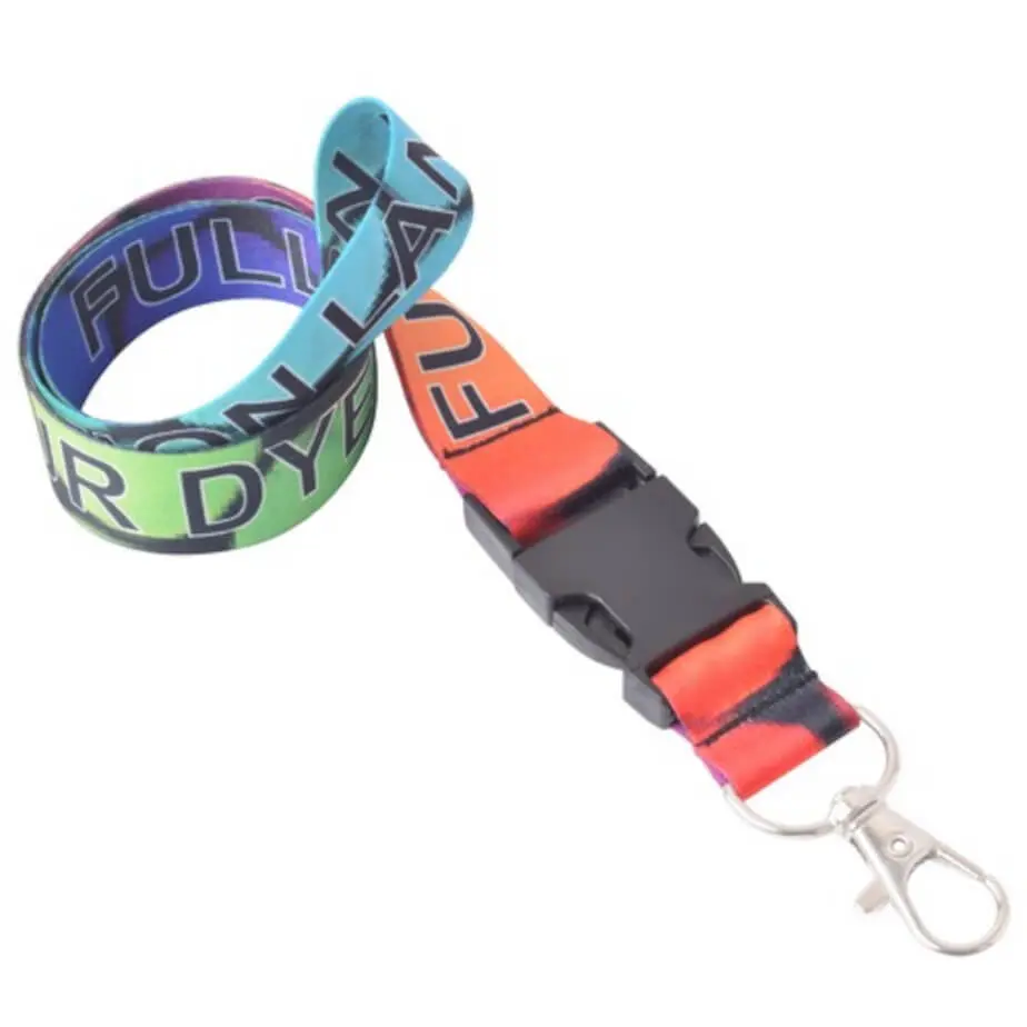 Glossy Polyester Dye Sub Lanyard With Buckle & Lobster Ring - Double Side Print