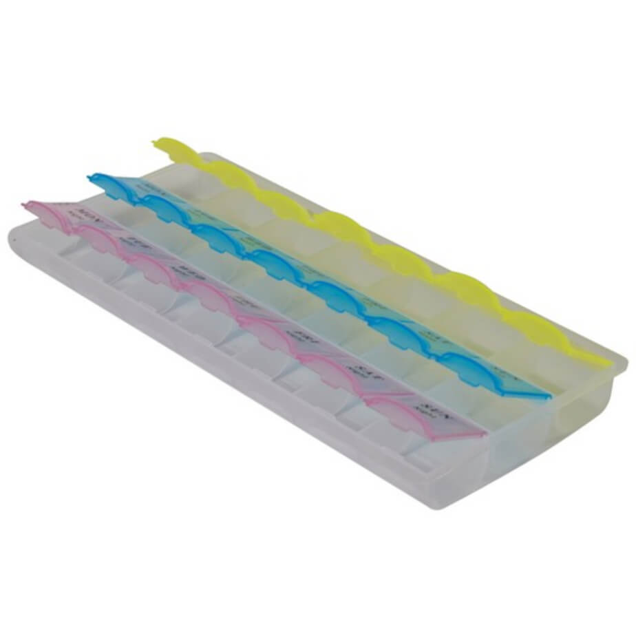 3-A-Day Weekly Pill Box Angle Open