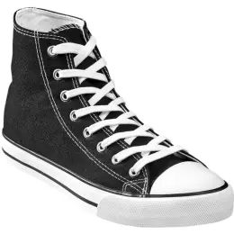 Unisex Retro High Top Canvas Sneaker Black Front