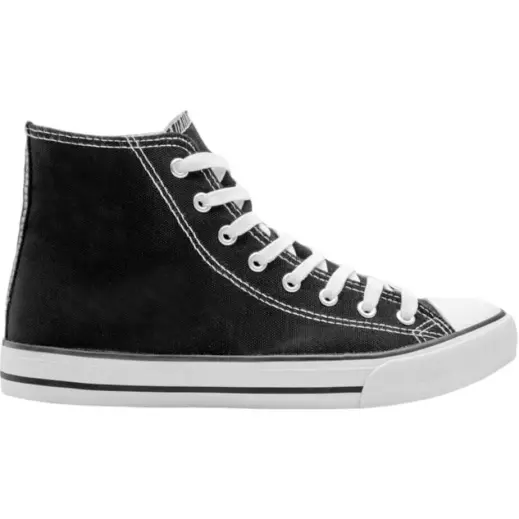 Unisex Retro High Top Canvas Sneaker Black Side