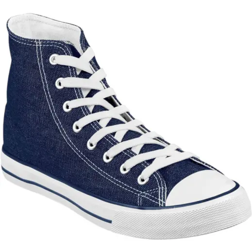 Unisex Retro High Top Canvas Sneaker Blue Front