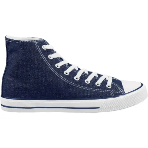 Unisex Retro High Top Canvas Sneaker Blue Side