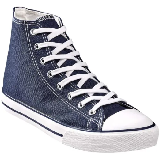 Unisex Retro High Top Canvas Sneaker Navy Front
