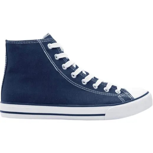 Unisex Retro High Top Canvas Sneaker Navy Side