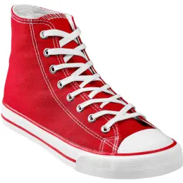 Unisex Retro High Top Canvas Sneaker Red Front