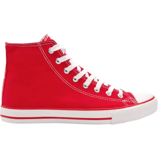 Unisex Retro High Top Canvas Sneaker Red Side
