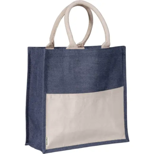 Okiyo Kachi Jute & Cotton Tote Navy Front Unbranded