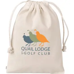 Okiyo Chikara Midi Cotton Drawstring Pouch Front Branded Image