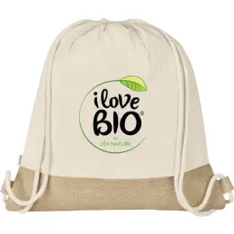 Okiyo Bijin Jute & Cotton Drawstring Bag Natural Branded Image