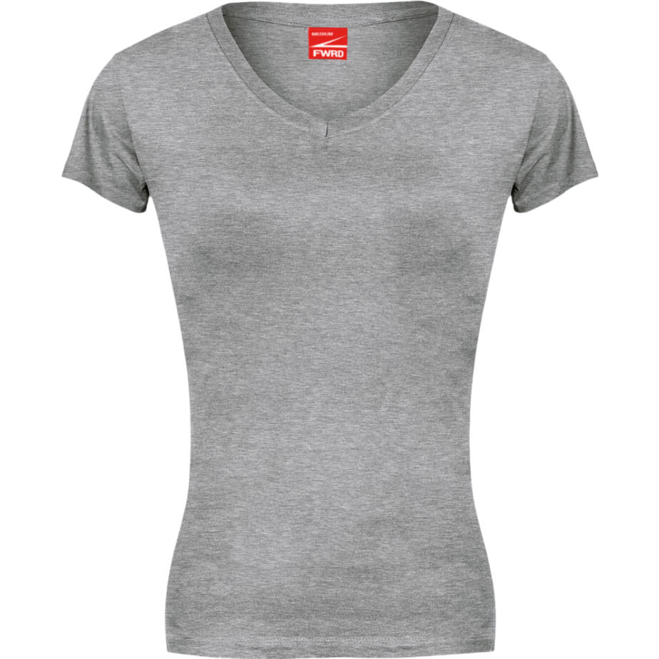 FWRD Ladies Fitted V-Neck T-Shirt Grey Melange Front
