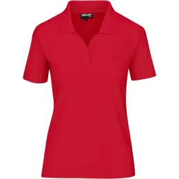 Ladies Basic Pique Golf Shirt Red Front