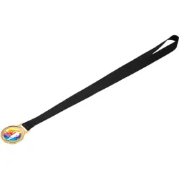 Achiever Medal With Black Petersham Lanyard Flat Branded Image