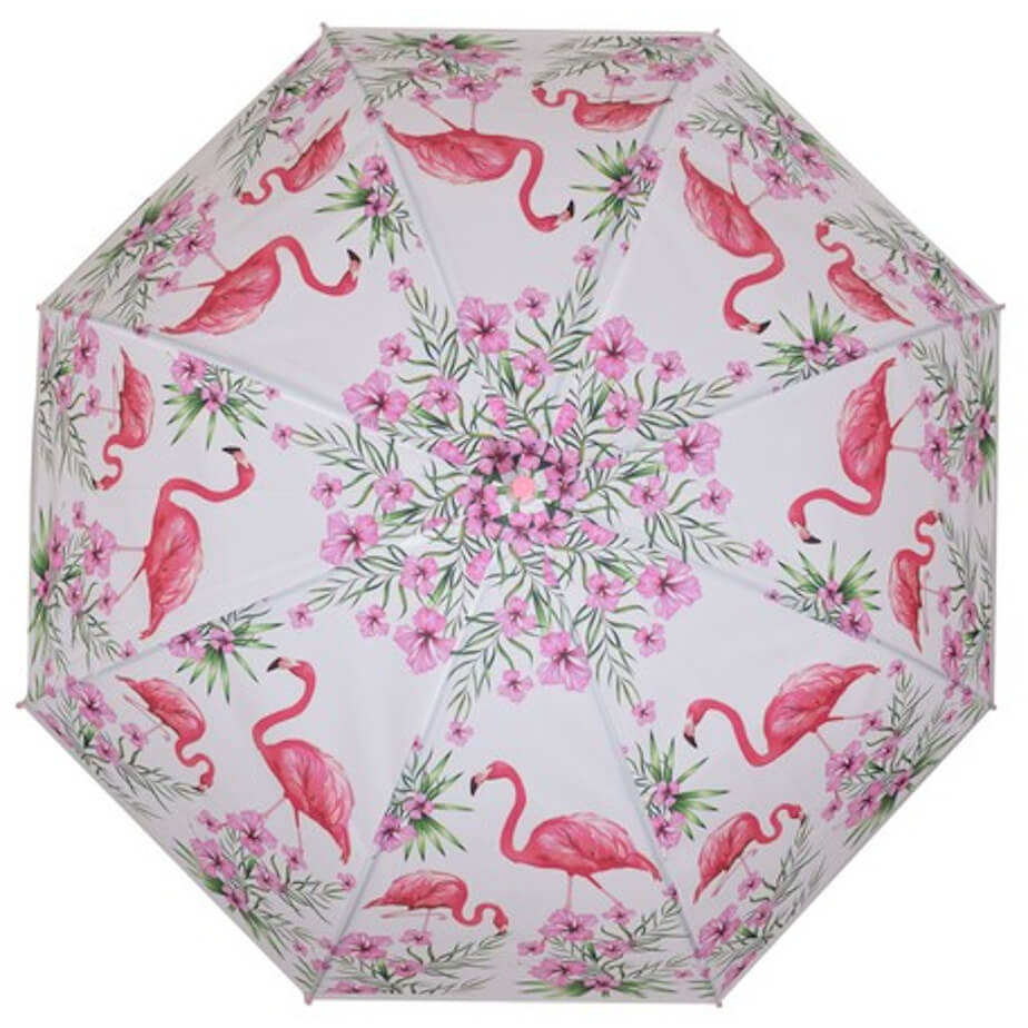 Kids Dome 8-Panel Umbrella Pink White Open