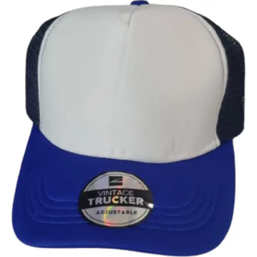 Vintage-Trucker-Three-Tone-Cap-Royal-White-Navy-New