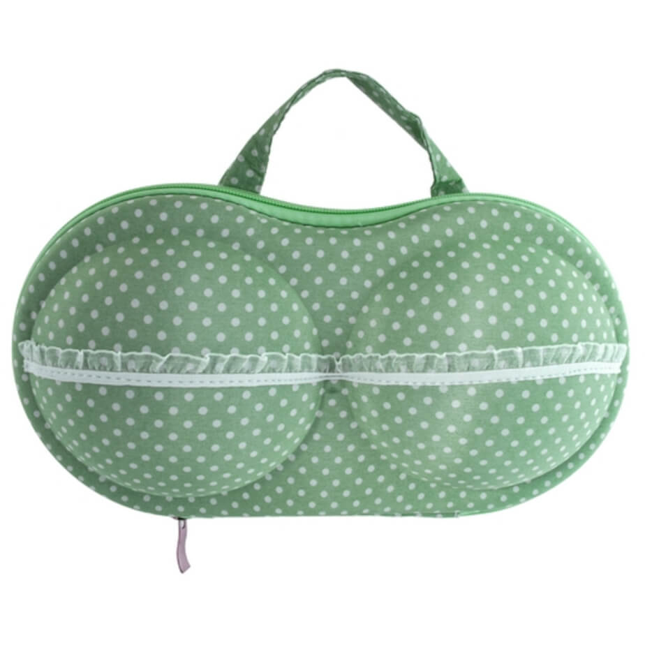 Bra Travel Case Green-White Front