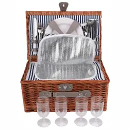 4-Person Wicker Picnic Basket Display