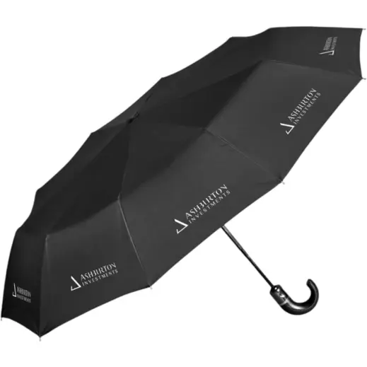 Alex Varga Zeus Auto-Open Compact Umbrella Black Branded