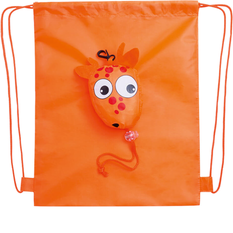 Kissa Foldable Drawstring Bag Orange Open