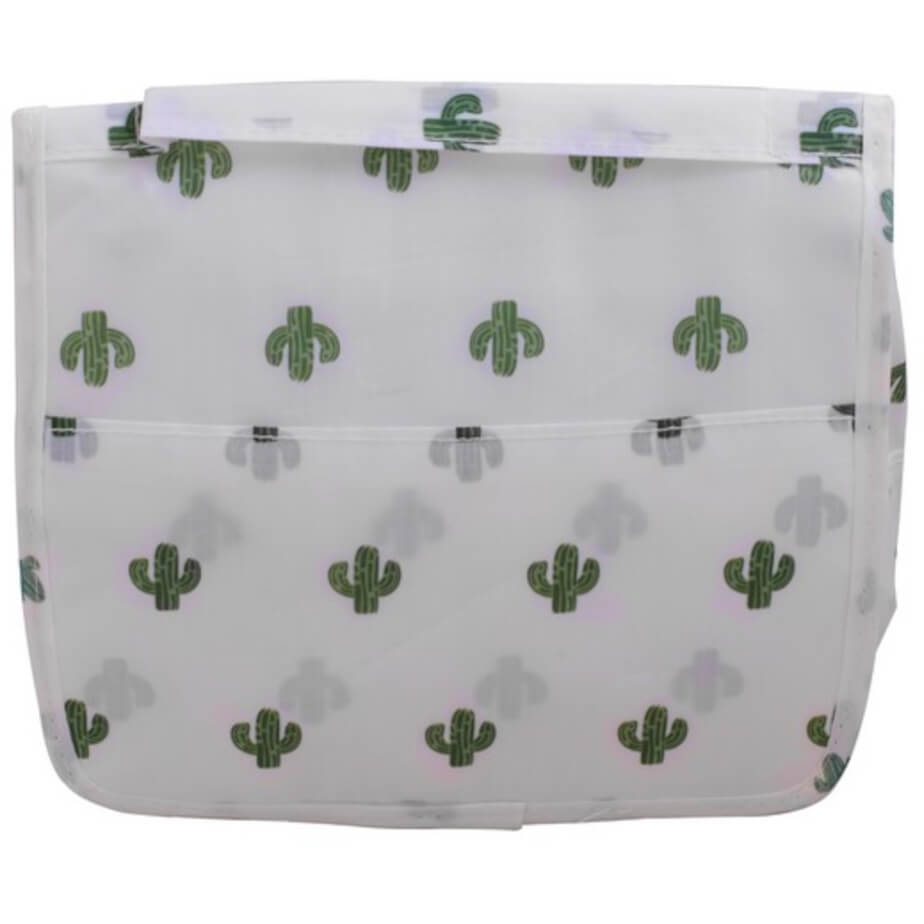Velcro Hanging Toiletry Bag White Green Front