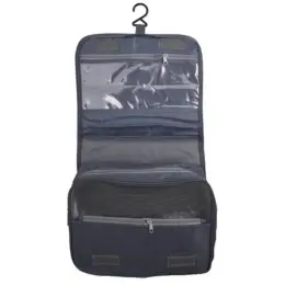 Velcro Hanging Toiletry Bag Dark Grey Open