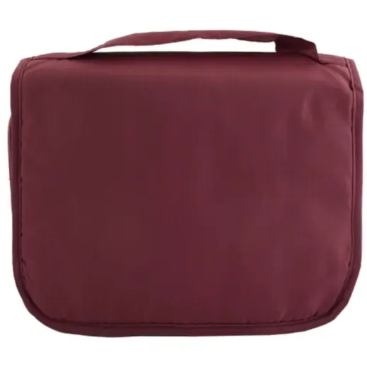 Velcro Hanging Toiletry Bag Maroon Front
