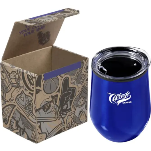 Serendipio Madison Cup in Bianca Custom Gift Box Blue Branded