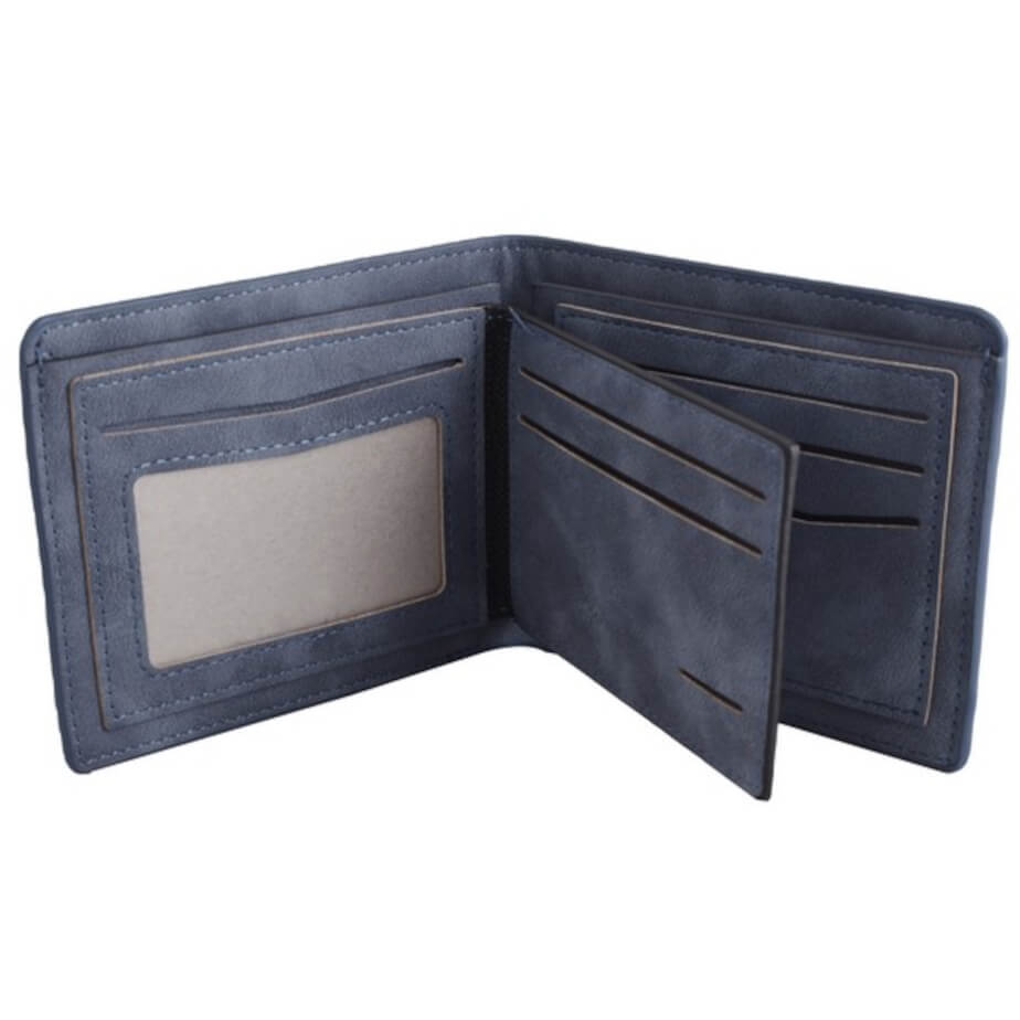 Urban Man Easton Cutout Detail PU Wallet Navy Open
