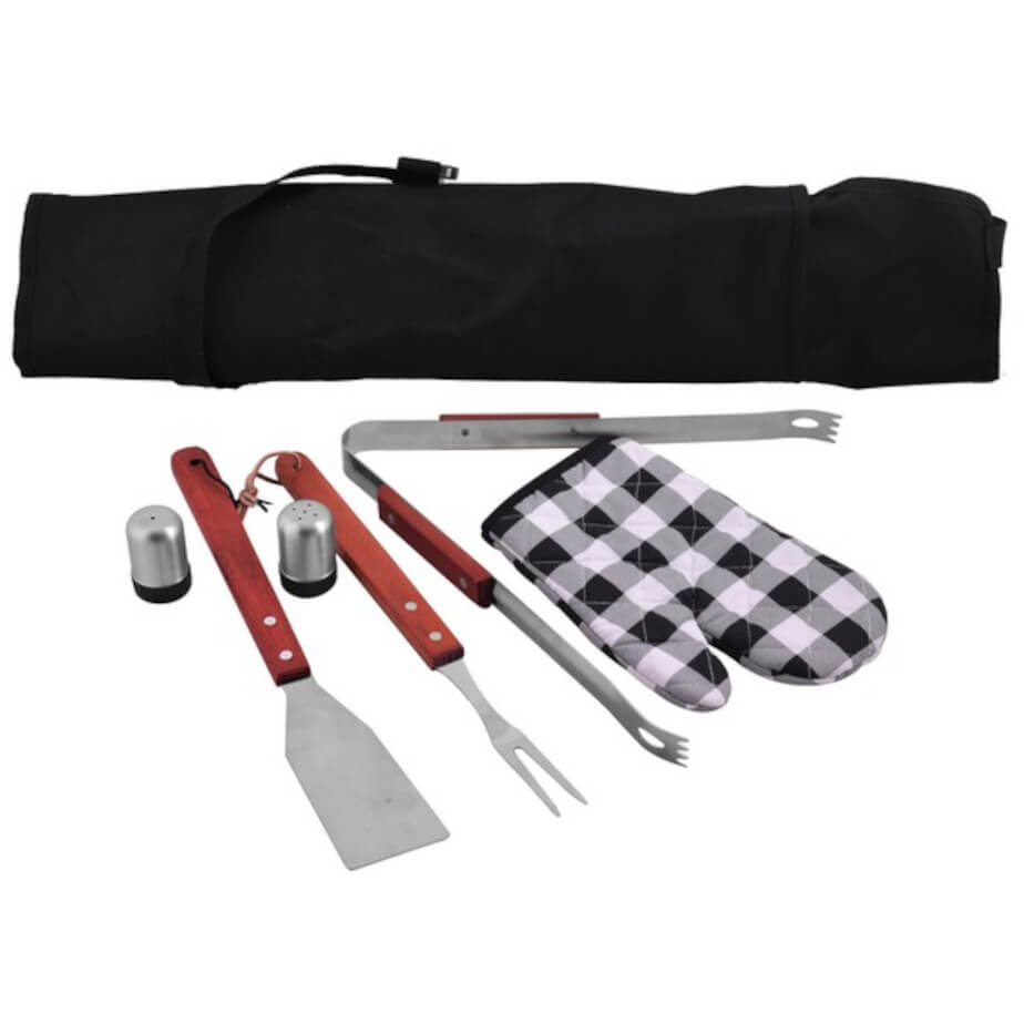 Wooden Braai Set Apron Contents